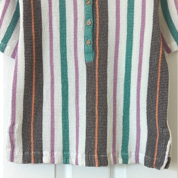 Free People Endless Summer Soleil Time Striped Waffle Knit Boxy Henley Polo XS - Picture 7 of 11